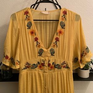 Altar’d State Yellow Floral Embroidered Long Dress